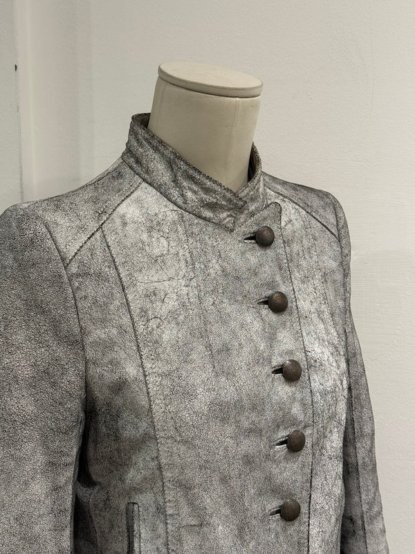 S/S 2002 Ann Demeulemeester runway cracked leather Napoleon military jacket