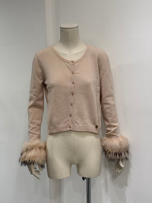 2000s Roberto Cavalli cardigan with fur trimmed cuffs