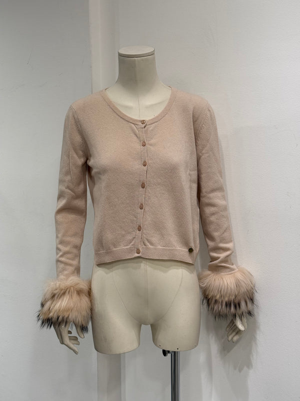 2000s Roberto Cavalli cardigan with fur trimmed cuffs
