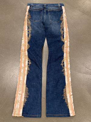 2004 Roberto Cavalli flared denim jeans with ornate side detailing