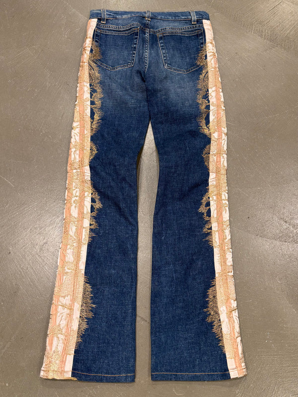 2004 Roberto Cavalli flared denim jeans with ornate side detailing