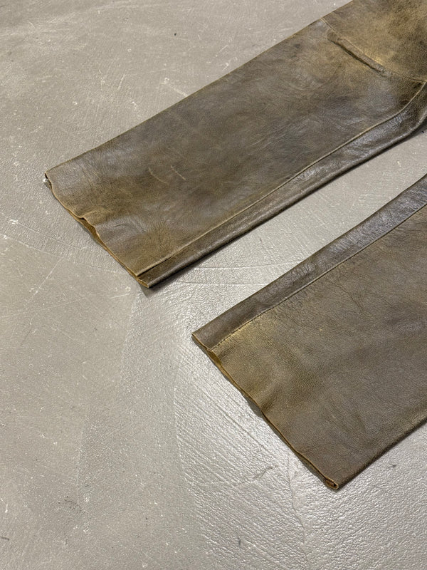 1990s Dirk Bikkembergs distressed leather belted pants