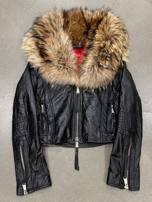 A/W2007 Dsquared2 oversized fur collar moto jacket