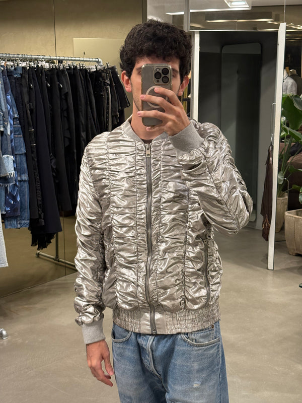 S/S2007 Dior Homme by Hedi Slimane runway silver metallic bomber jacket