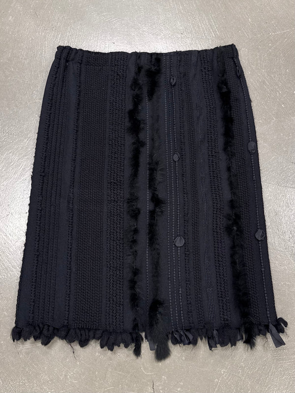 F/W2002 Gucci by Tom Ford fox fur and wool midi skirt