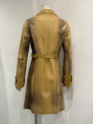 A/W2000 Roberto Cavalli runway croc embossed leather trench coat