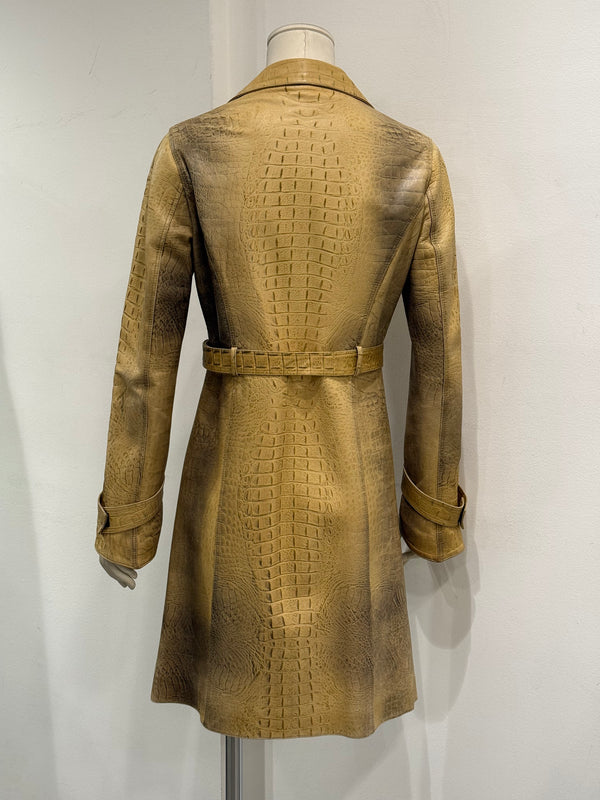 A/W2000 Roberto Cavalli runway croc embossed leather trench coat