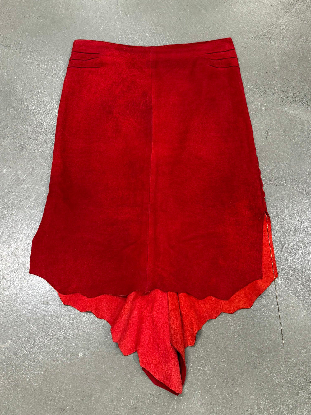Roberto Cavalli red suede leather skirt