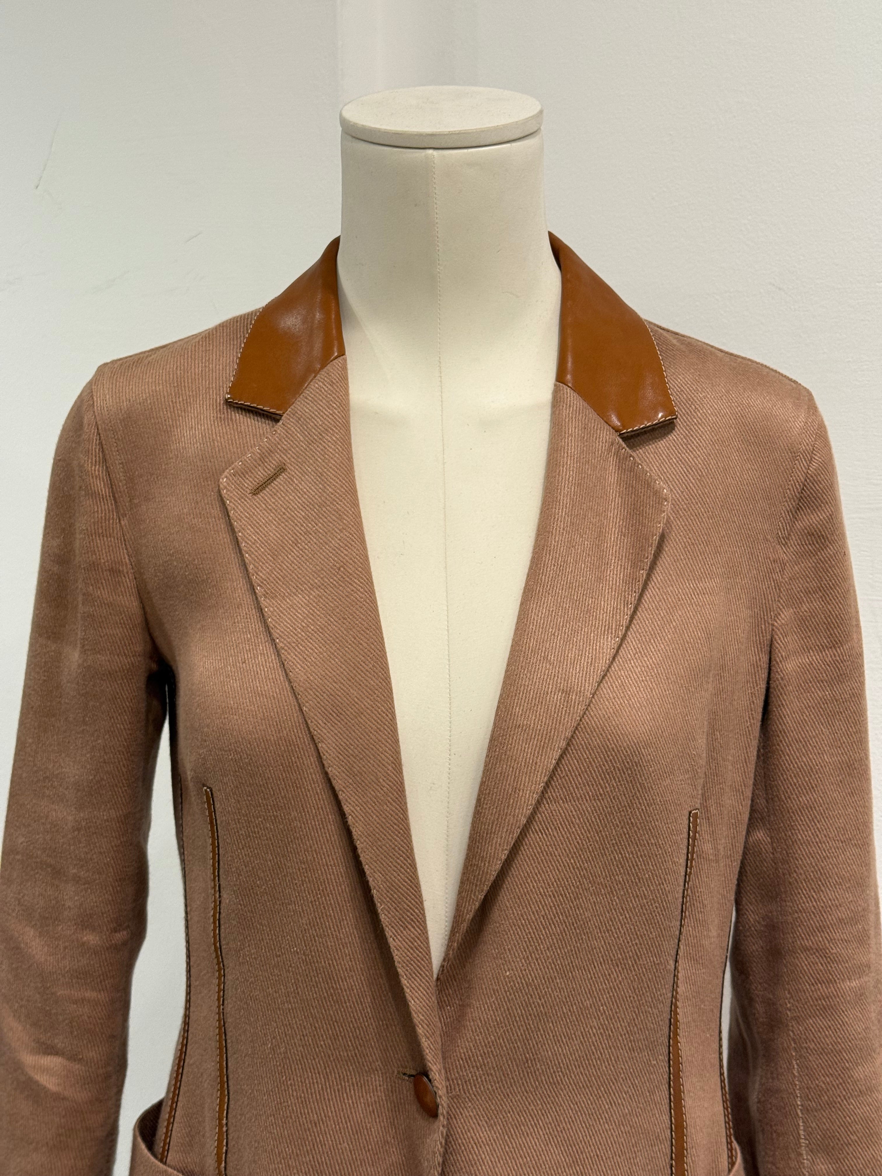 1990s Hermès leather collar blazer