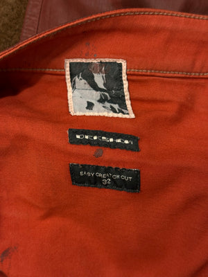 2010s Rick Owens red waxed cargo pants