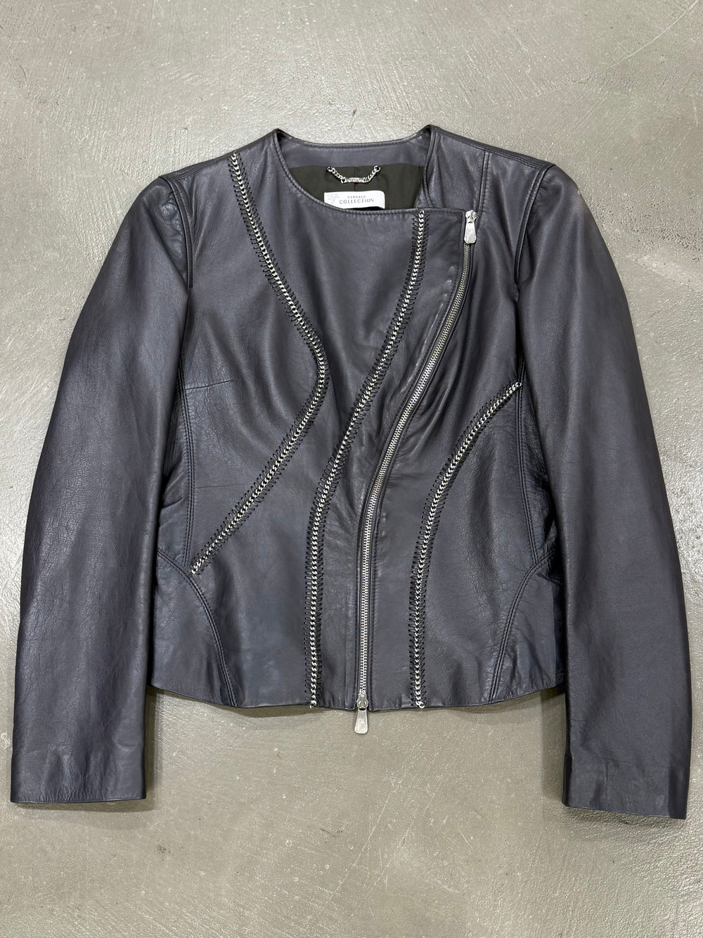 2000s Versace metal chains leather jacket