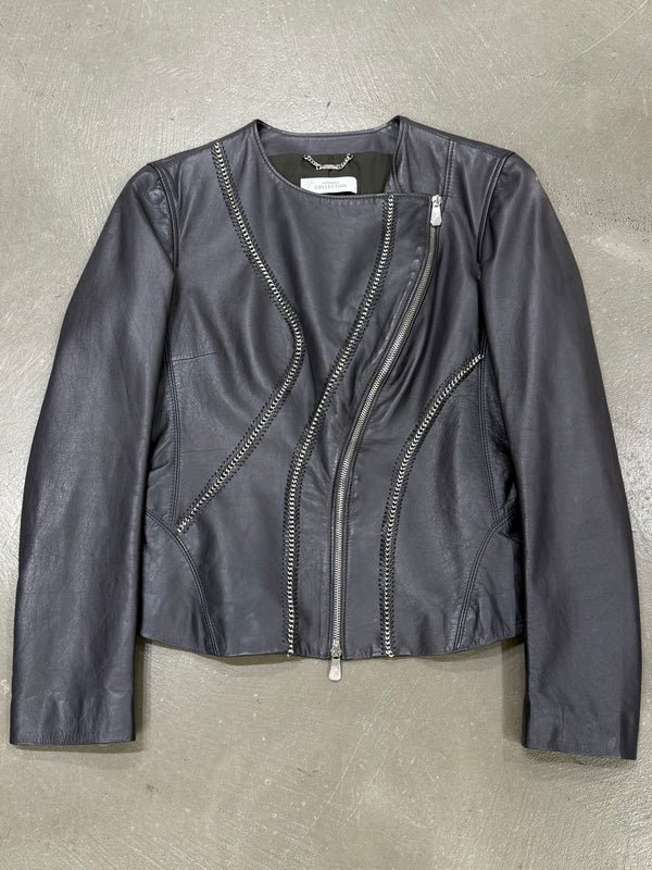 2000s Versace metal chains leather jacket