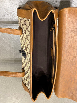 1990s Gucci monogram shoulder bag with bamboo detail