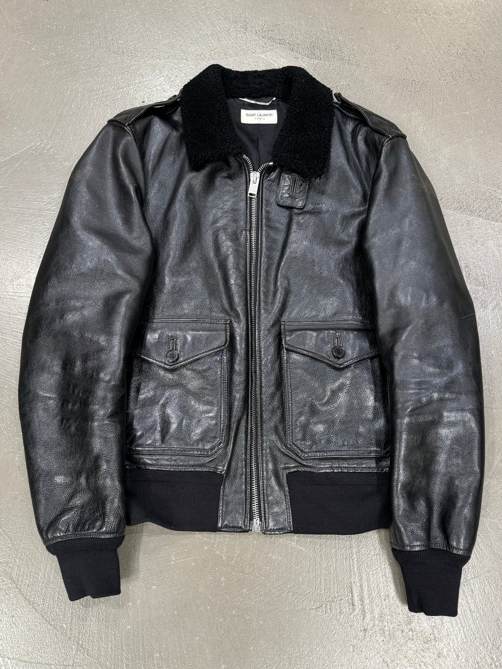 A/W2013 Saint Laurent by Hedi Slimane aviator shearling leather bomber jacket
