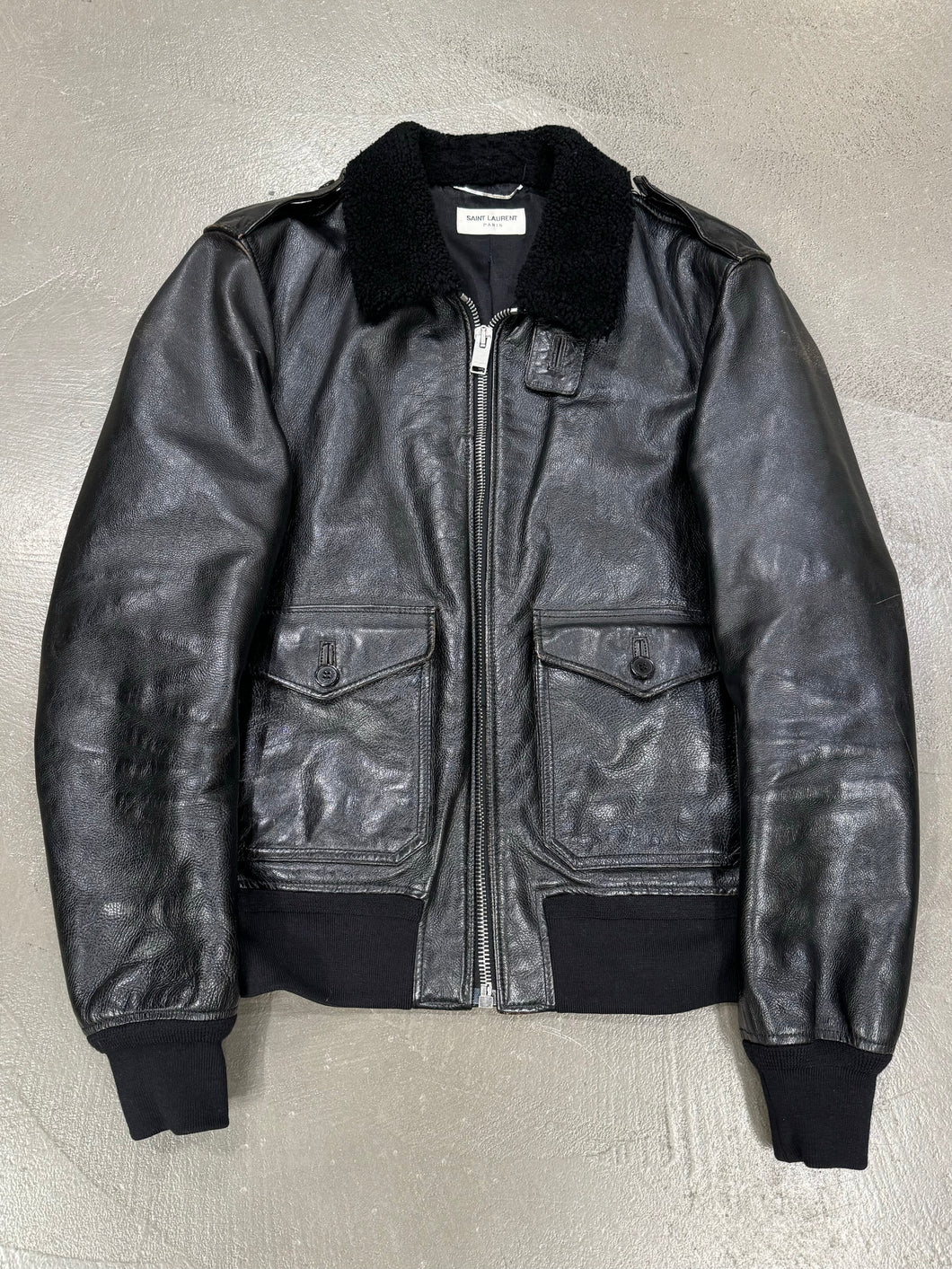 A/W2013 Saint Laurent by Hedi Slimane aviator shearling leather bomber jacket