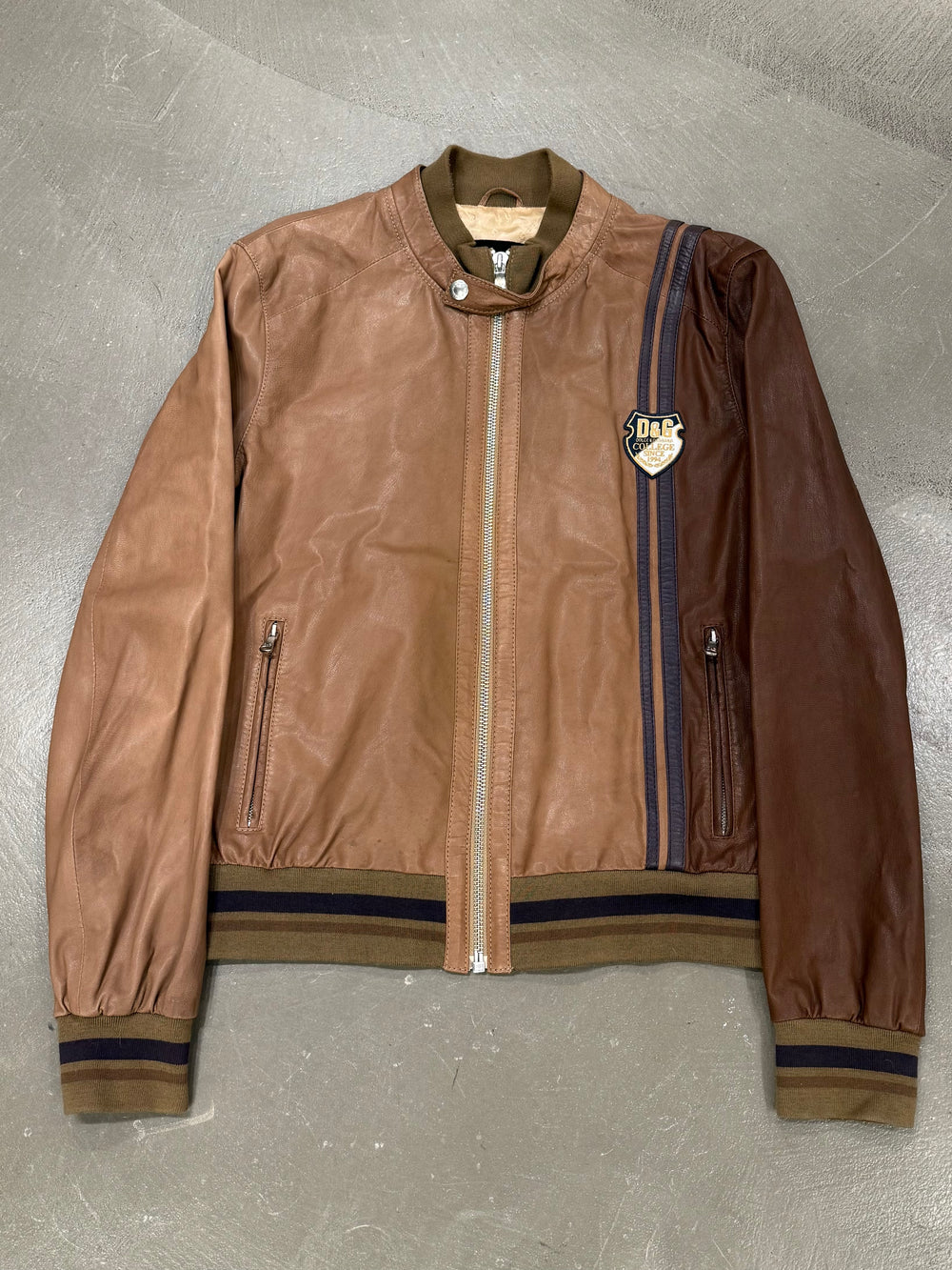 2000s Dolce & Gabbana leather biker bomber jacket