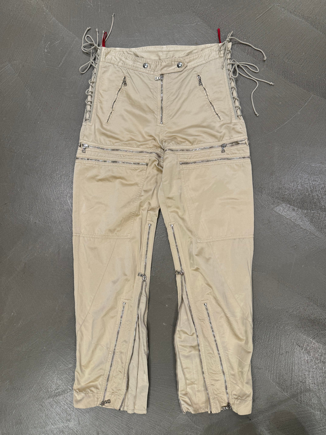 A/W1999 Prada zipper laced astro biker cargo pants