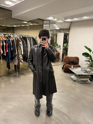 1990s Fendi Matrix long leather coat