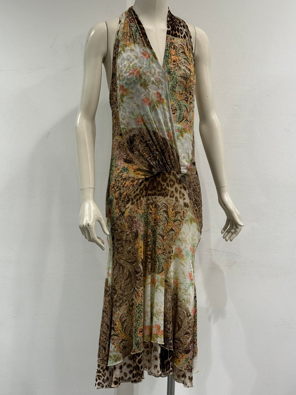 2000s Roberto Cavalli animal print patchwork dress