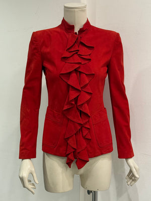 A/W2003 Yves Saint Laurent runway ruffled suede jacket