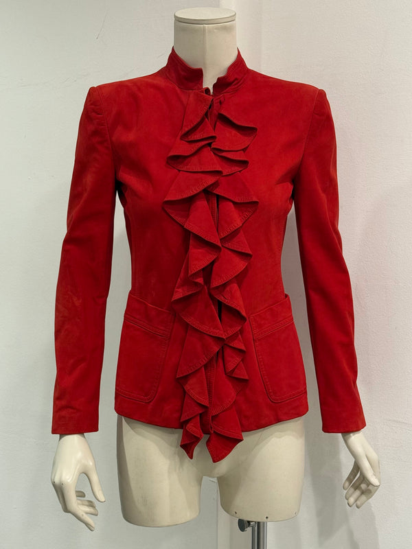 A/W2003 Yves Saint Laurent runway ruffled suede jacket
