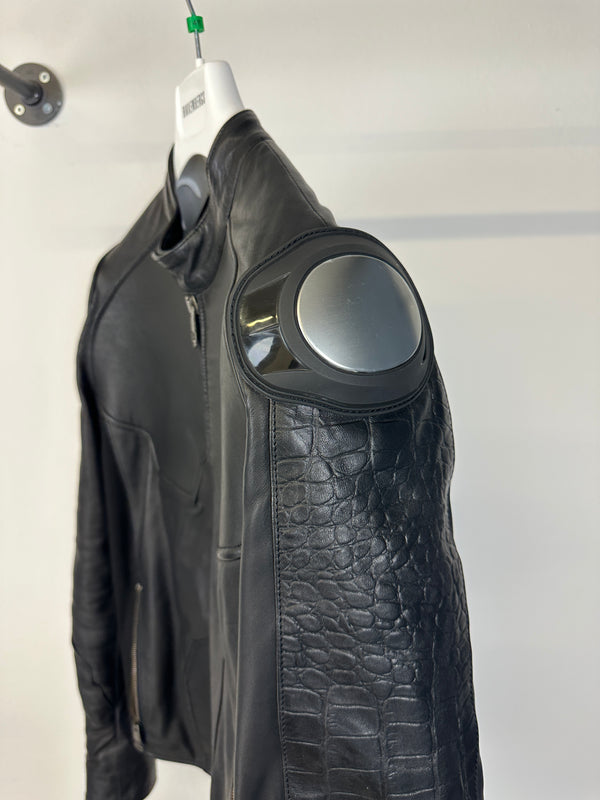 2000s Dirk Bikkembergs muscle reinforced leather jacket
