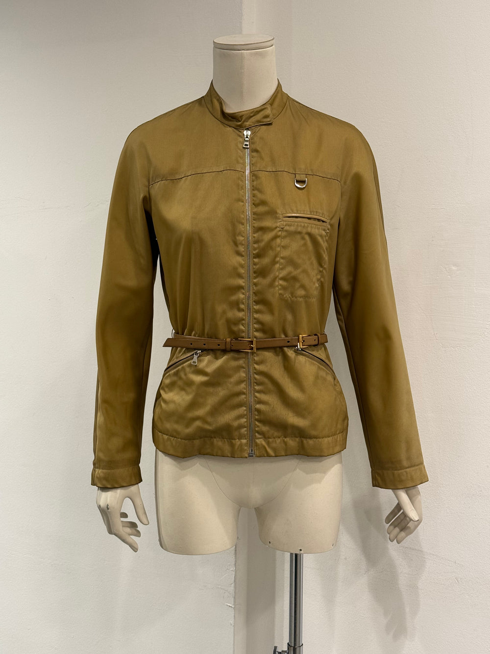 2000s Prada belted nylon zip-up jacket