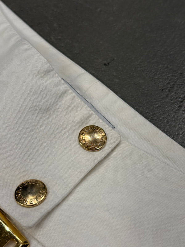 2001 Dolce & Gabbana white cotton belted shorts