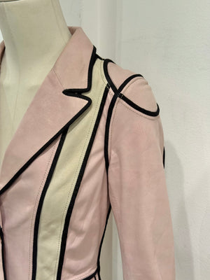 2000s Roberto Cavalli fitted pink leather jacket