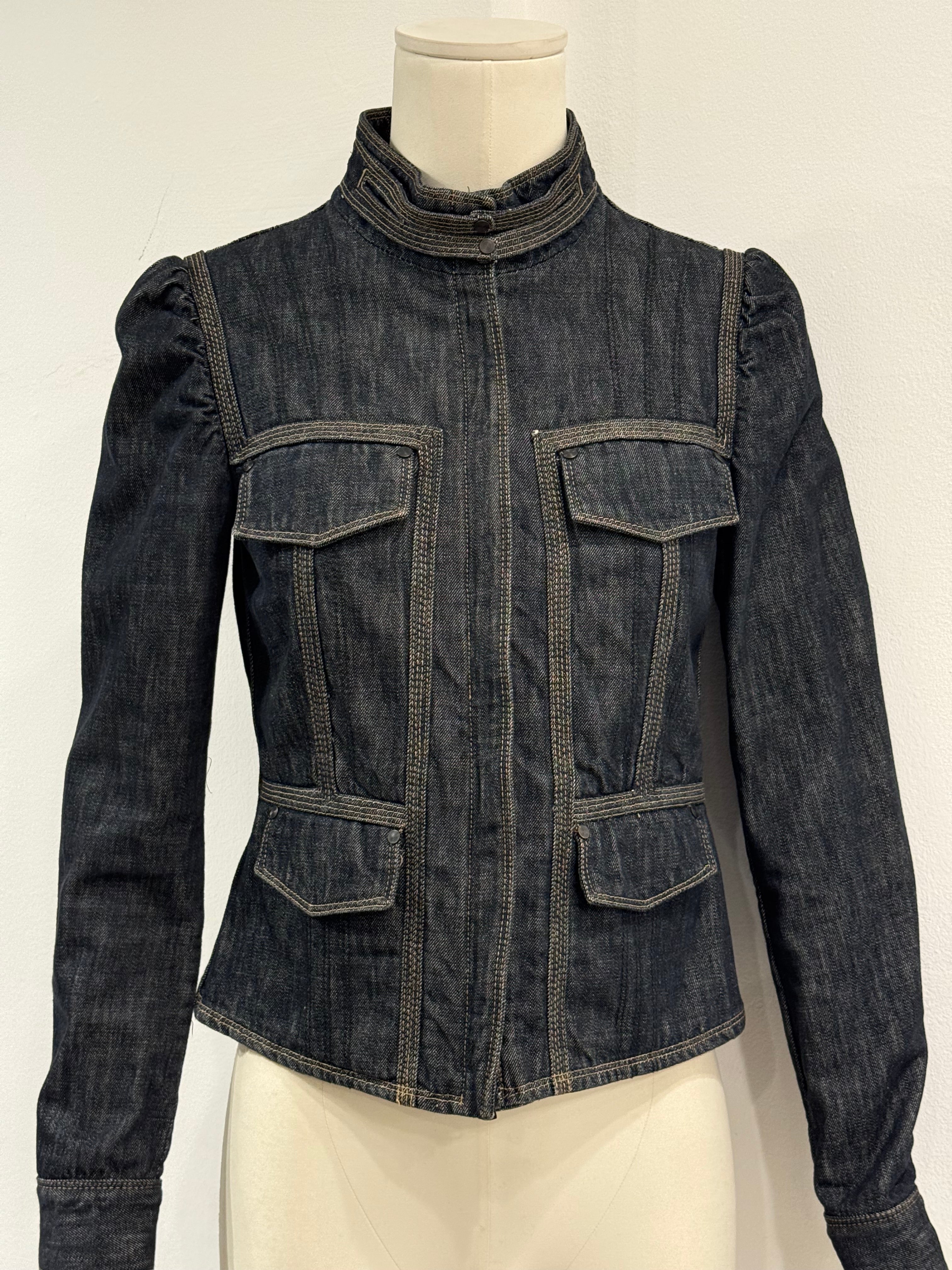 2002 Gucci by Tom Ford military officer denim jacket