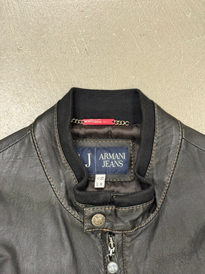 2000s Armani leather bomber jacket