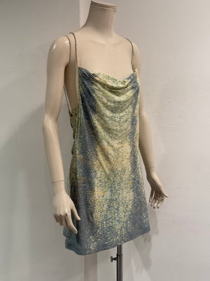 1999 Roberto Cavalli abstract print cowl neck mini dress