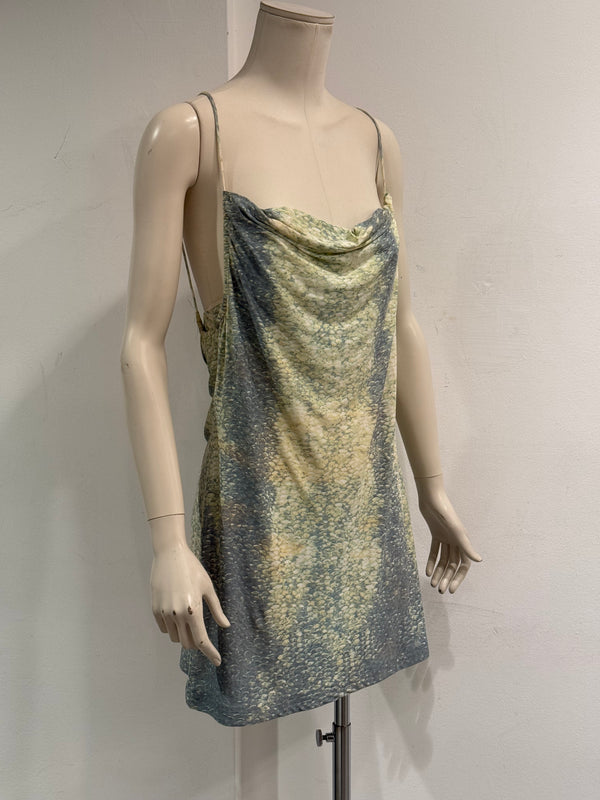 1999 Roberto Cavalli abstract print cowl neck mini dress
