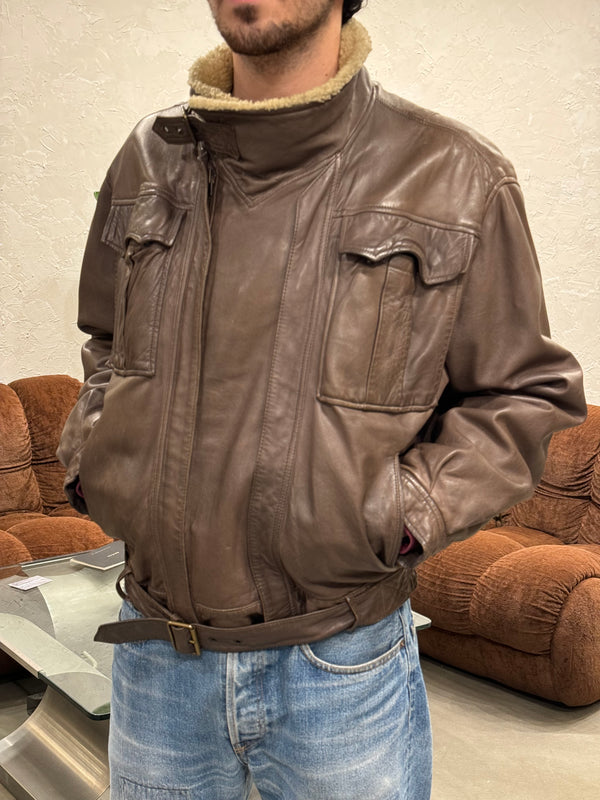 1980s Giorgio Armani aviator shearling bomber jacket