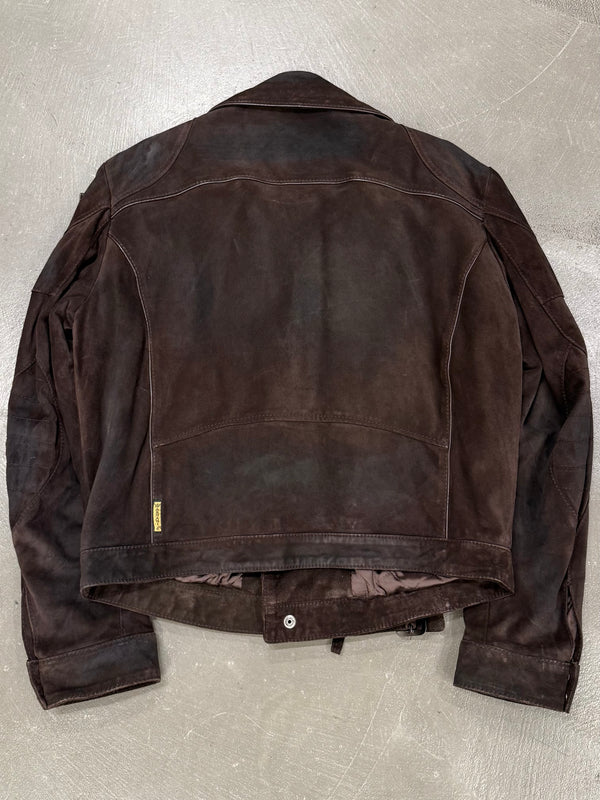 2000s Armani faded distressed biker leather jacket