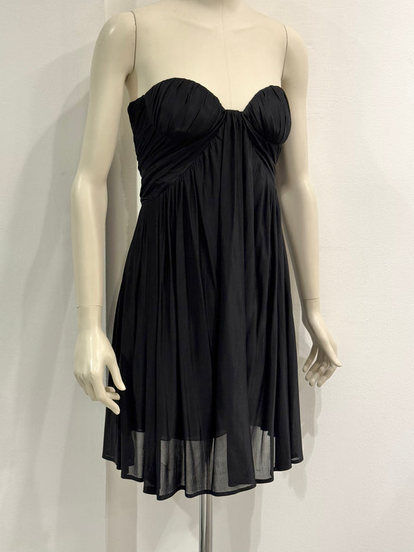 S/S2005 Alexander McQueen runway strapless draped chiffon mini dress