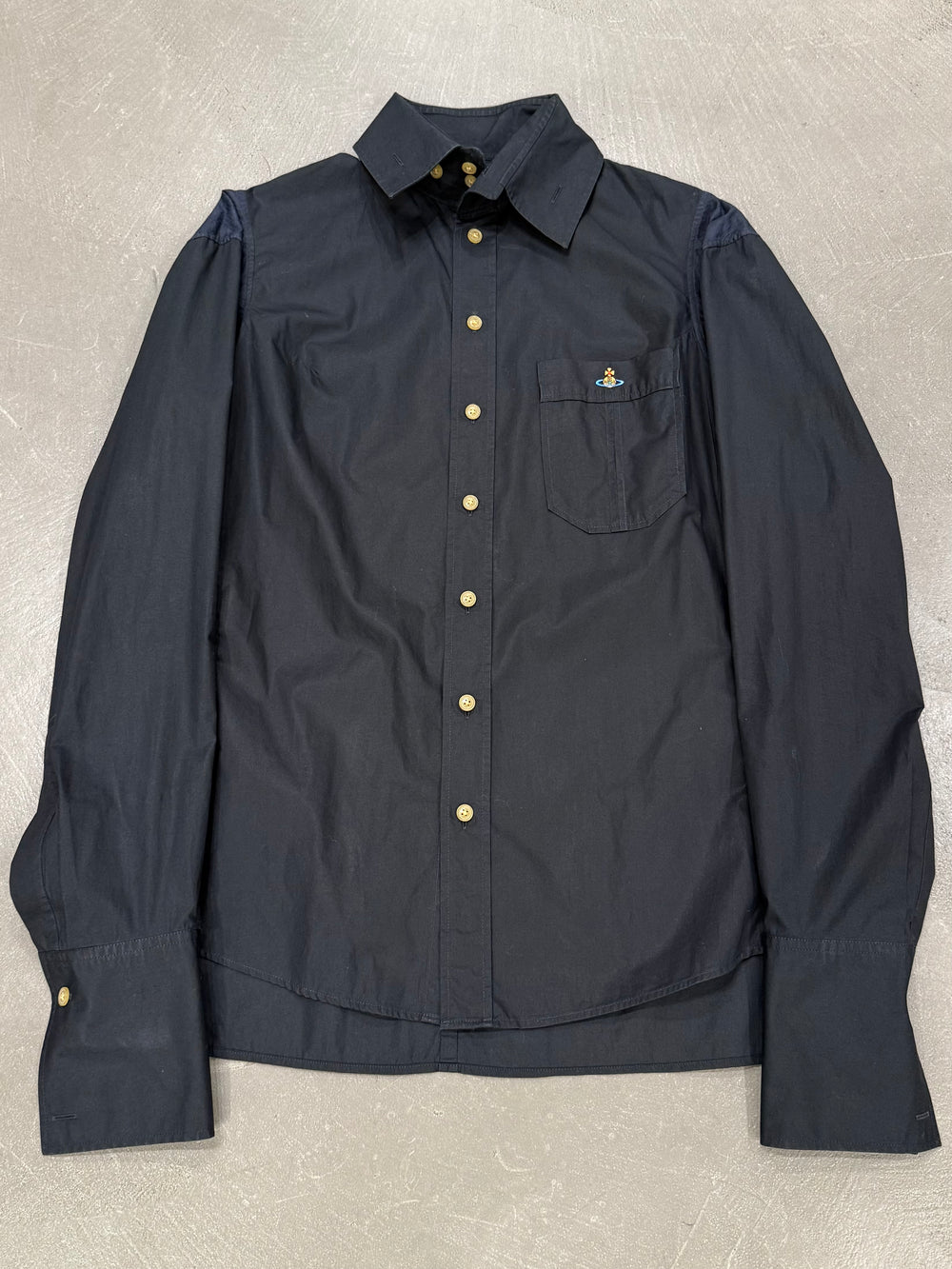2010s Vivienne Westwood Orb embroidered cotton shirt