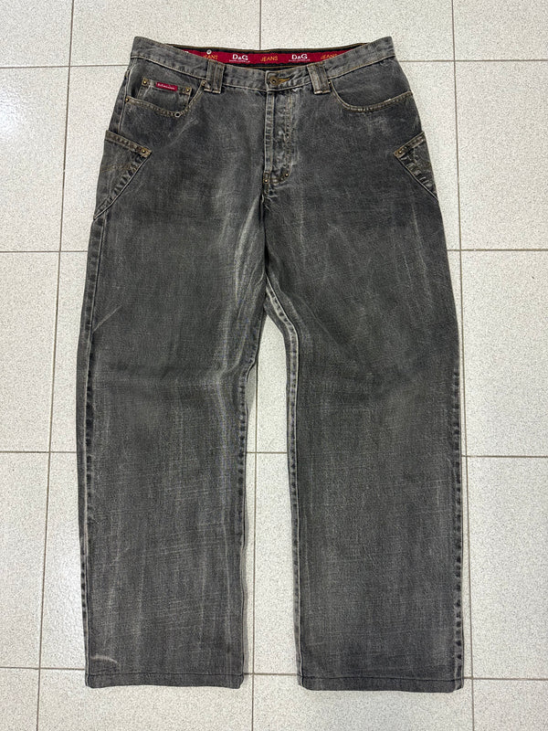 AW2003 D&G heavy baggy asymmetrical jeans