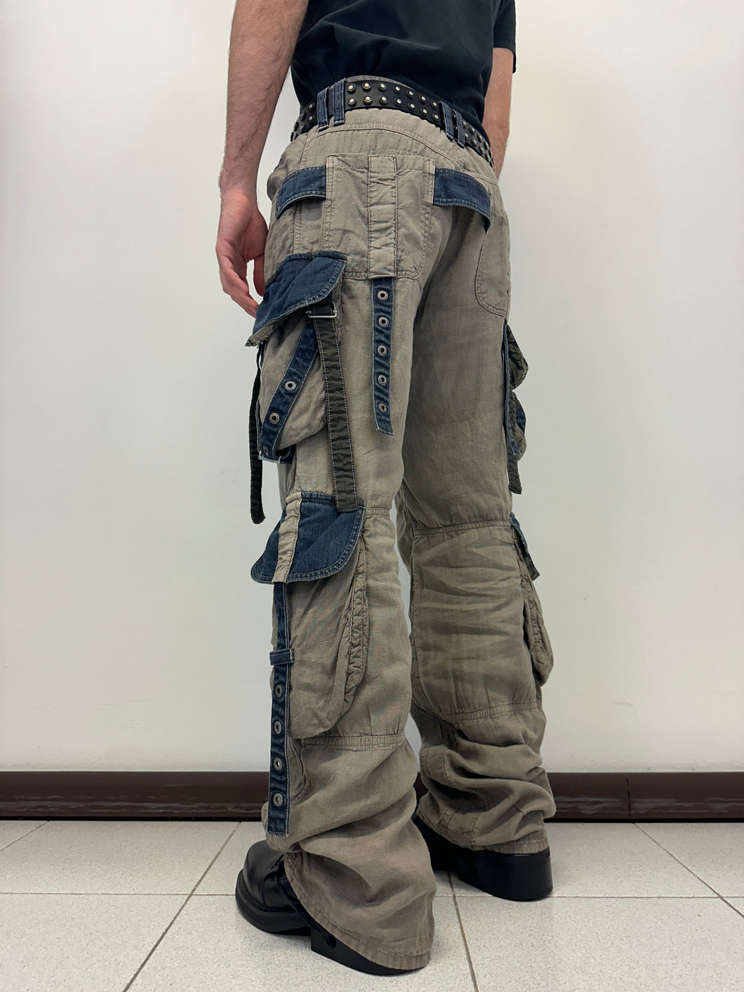 SS2004 Dolce & Gabbana bondage linen cargo pants