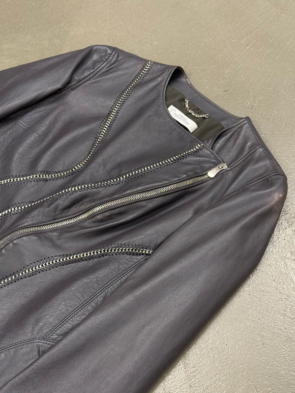 2000s Versace metal chains leather jacket
