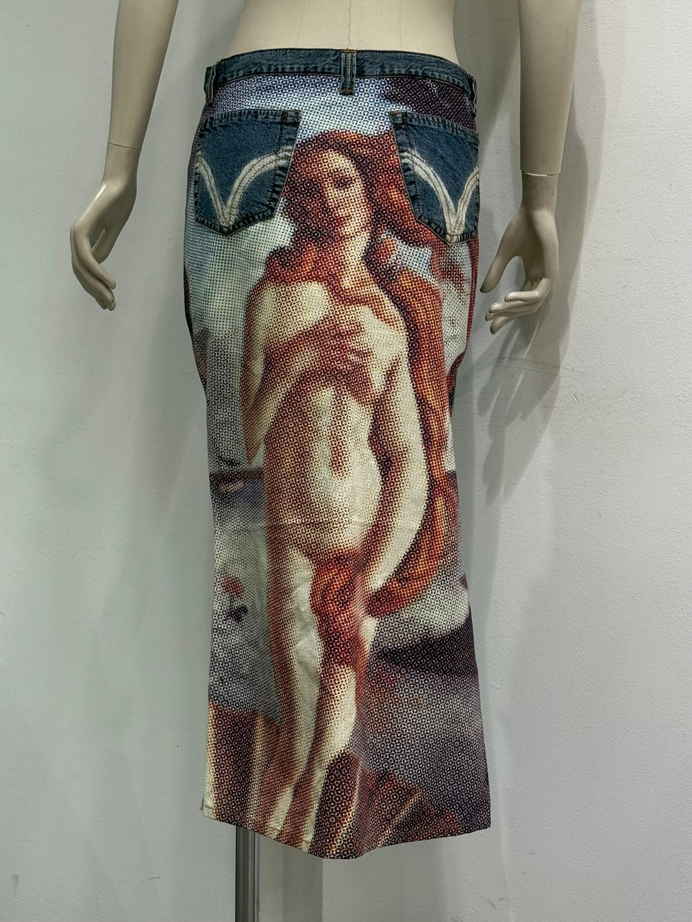 Dolce & Gabbana “The Birth Of Venus” Botticelli denim midi skirt