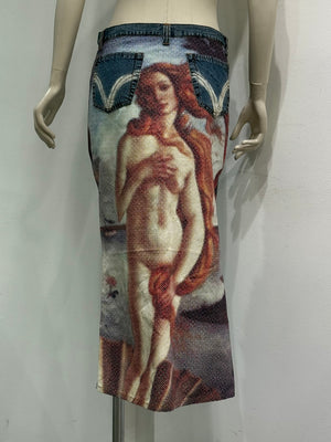 Dolce & Gabbana “The Birth Of Venus” Botticelli denim midi skirt
