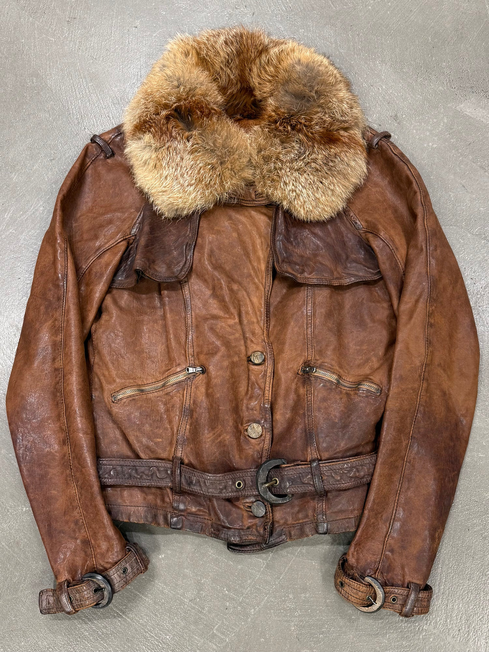 2000s Giorgio Brato real fur leather jacket