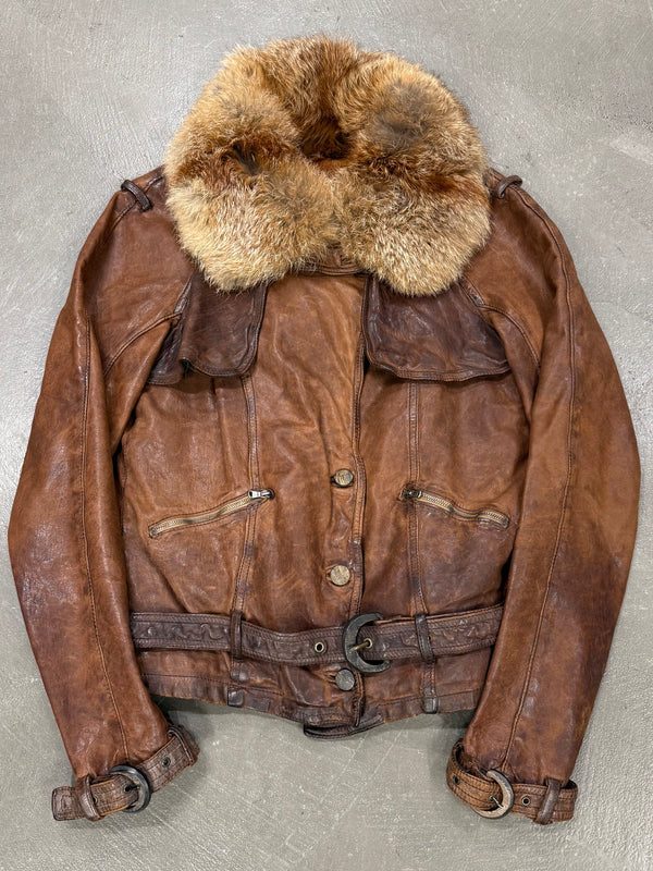 2000s Giorgio Brato real fur leather jacket