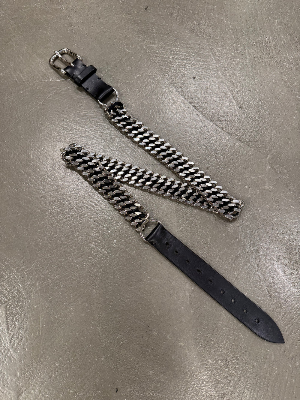 2010 Balmain by Decarnin heavy metal leather chain belt