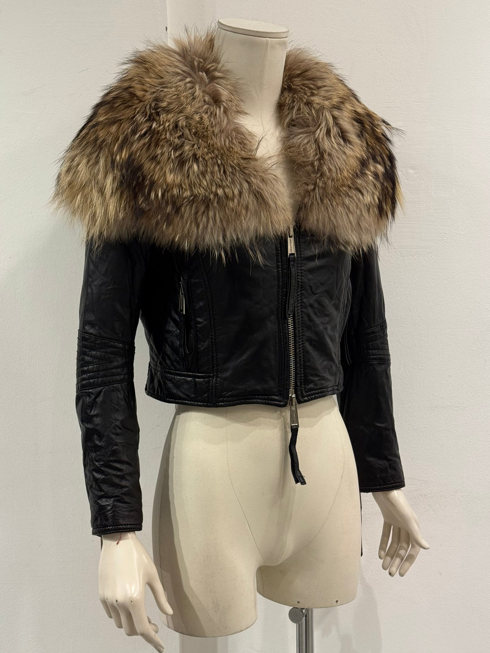 A/W2007 Dsquared2 oversized fur collar moto jacket