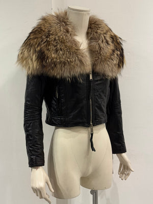 A/W2007 Dsquared2 oversized fur collar moto jacket