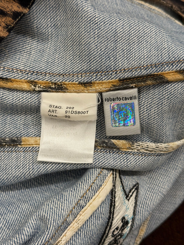 S/S2003 Roberto Cavalli tattoo embroidered denim jacket