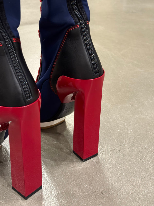 S/S2017 Versace iconic runway neoprene multi color high boots