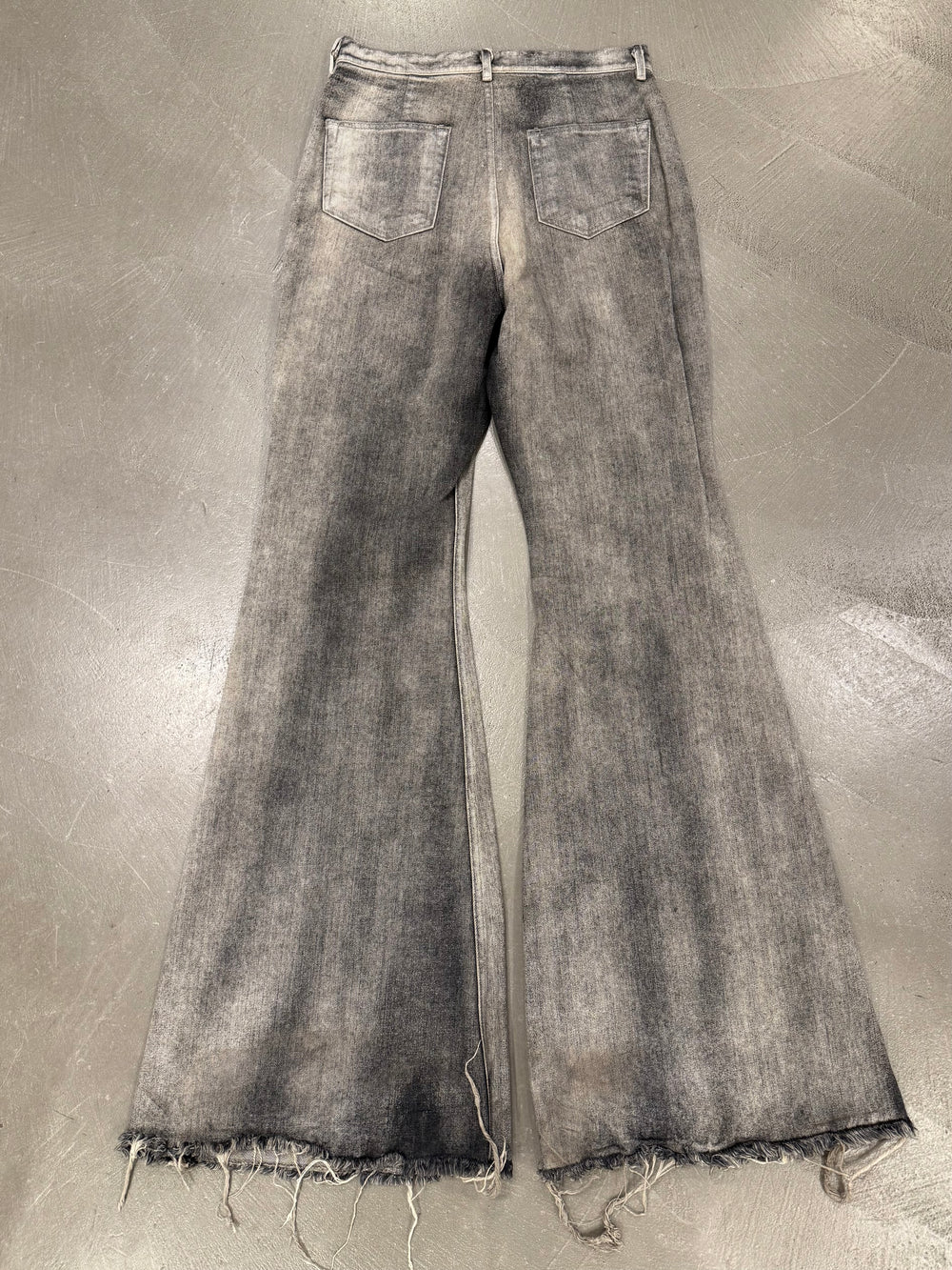 Rick Owens distressed faded bolans bootcut